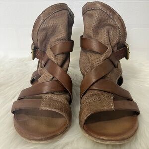 Miz Mooz Cassidy Brown Leather Strappy Bohemian Scandi Girl Sandals EU 37 US 7
